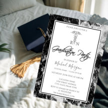 Elegant Black Marble, Nurse Graduation Party