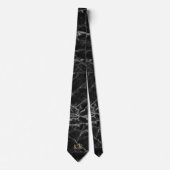 Elegant Black Marble Pattern Initialen Stropdas (Voorkant)