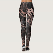 Elegant Black Marble Roos Gold Leggings (Achterkant)