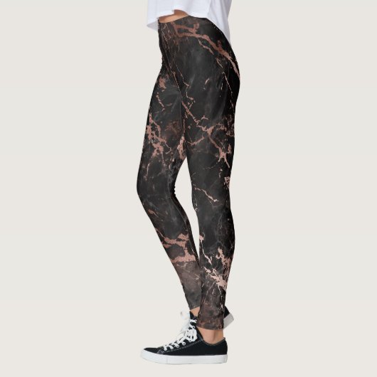 Elegant Black Marble Roos Gold Leggings (Links)