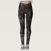 Elegant Black Marble Roos Gold Leggings (Voorkant)