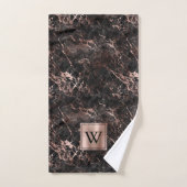 Elegant Black Marble Roos Gold Monogram Bad Handdoek (Handdoek)