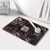 Elegant Black Marble Roos Gold Monogram Badmat