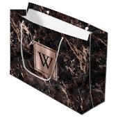 Elegant Black Marble Roos Gold Monogram Groot Cadeauzakje (Voorkant Gekanteld)