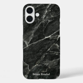 Elegant Black Marble Slab met naam iPhone 16 Plus Hoesje