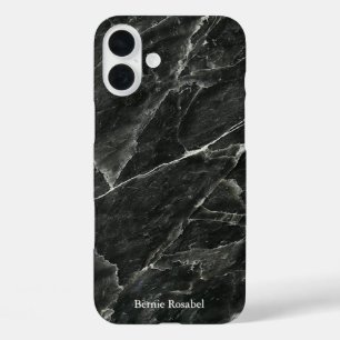 Elegant Black Marble Slab met naam iPhone 16 Plus Hoesje