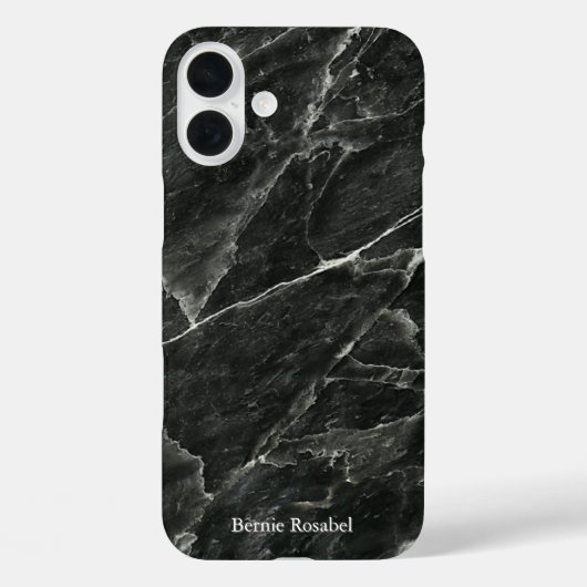 Elegant Black Marble Slab met naam Case-Mate iPhone Case (Achterkant)