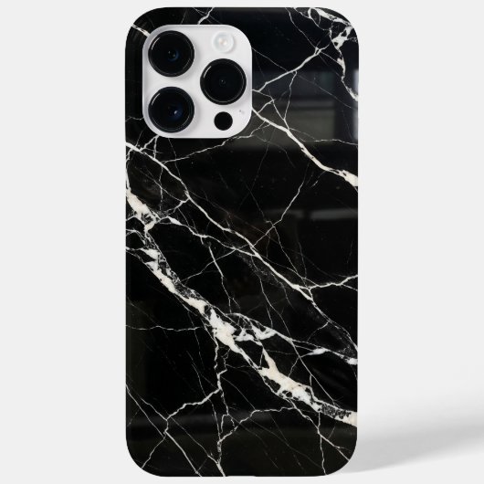 Elegant Black Marble Texture iPhone Case (Achterkant)
