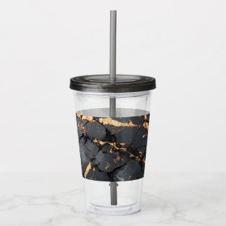 Elegant Black Marble with Gold Veins Modern Art Acryl Drinkbeker