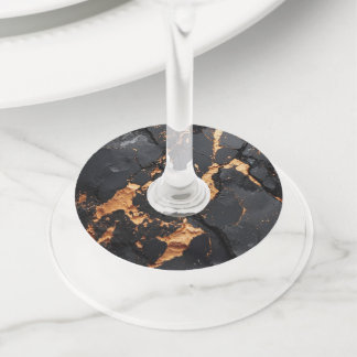 Elegant Black Marble with Gold Veins Modern Art Wijnglaslabel