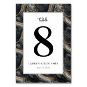 Elegant Black Marbled Number Eight Kaart (Achterkant)