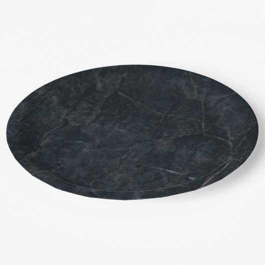 Elegant Black Marged Stone Texture Papieren Bordje (Gekanteld)