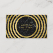 Elegant Black Marmer Faux Gold Round Lines Visitekaartje (Voorkant)