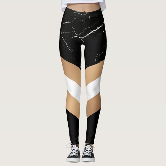Elegant Black Marmer Leggings (Voorkant)