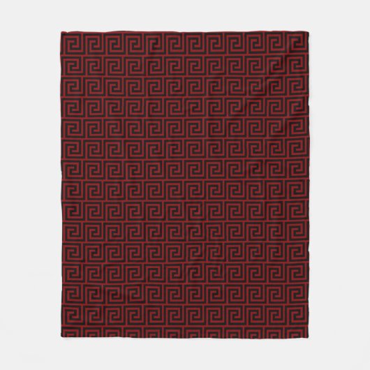 Elegant Black & Maroon Greek Pattern Fleece Deken (Voorkant)