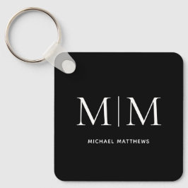 Elegant Black Masculine, gepersonaliseerde monogra Sleutelhanger