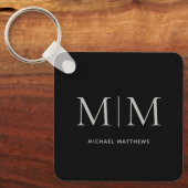 Elegant Black Masculine, gepersonaliseerde monogra Sleutelhanger (Voorkant)
