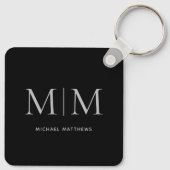 Elegant Black Masculine, gepersonaliseerde monogra Sleutelhanger (Achterkant)