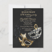 Elegant Black Masquerade, Masque 18th Birthday Kaart (Voorkant)
