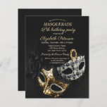 Elegant Black Masquerade, Masque 18th Birthday Kaart<br><div class="desc">Elegant masque op zwarte achtergrond.</div>