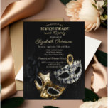 Elegant Black Masquerade, Masque Sweet 16 Kaart<br><div class="desc">Elegant masque op zwarte achtergrond.</div>