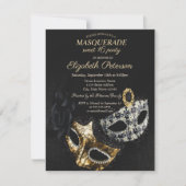 Elegant Black Masquerade, Masque Sweet 16 Kaart (Voorkant)