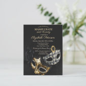 Elegant Black Masquerade, Masque Sweet 16 Kaart (Staand voorkant)