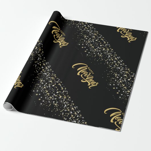 Elegant Black Matte Wrapping Paper Cadeaupapier (Uitgerold)