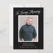 Elegant Black Memorial Photo Celebration of Life Kaart (Voorkant)
