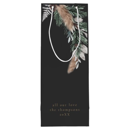 Elegant Black Merry-kerstmis Wijn Cadeautas (Achterkant)