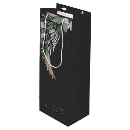 Elegant Black Merry-kerstmis Wijn Cadeautas (Voorkant Gekanteld)