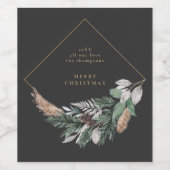 Elegant Black Merry-kerstmis Wijn Etiket (Enkel label)