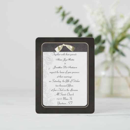 Elegant Black met Bow Kaart (Staand voorkant)