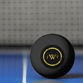 Elegant Black met Faux Gold Monogram Pingpongbal (Net)
