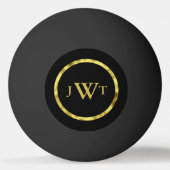 Elegant Black met Faux Gold Monogram Pingpongbal (Voorkant)