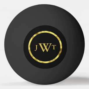 Elegant Black met Faux Gold Monogram Pingpongbal