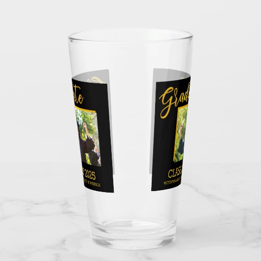 Elegant Black met Gold Glitter Afstuderen Foto Glas (Links)