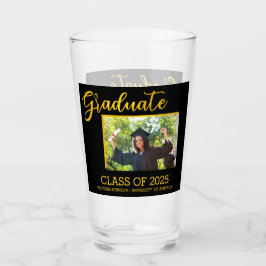 Elegant Black met Gold Glitter Afstuderen Foto Glas