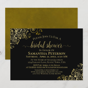 Elegant Black met Gold Lace Frills Vrijgezellenfee Kaart