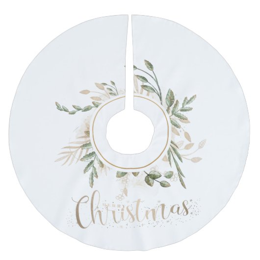 Elegant Black met Gold Merry-kersttypografie Kerstboom Rok (Voorkant)