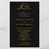 Elegant Black met Gold Monogram Wedding Program (Voorkant)
