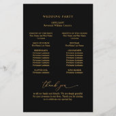 Elegant Black met Gold Monogram Wedding Program (Achterkant)