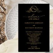 Elegant Black met Gold Monogram Wedding Program