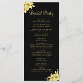 Elegant Black met Gold Typography Wedding Programmakaart (Achterkant)