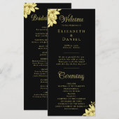 Elegant Black met Gold Typography Wedding Programmakaart (Voorkant / Achterkant)