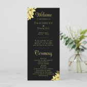 Elegant Black met Gold Typography Wedding Programmakaart (Staand voorkant)