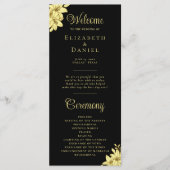 Elegant Black met Gold Typography Wedding Programmakaart (Voorkant)