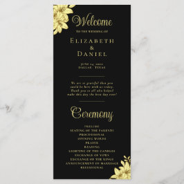 Elegant Black met Gold Typography Wedding Programmakaart