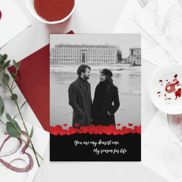 Elegant Black met Red Hearts Holiday Kaart