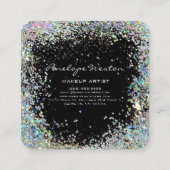 Elegant Black met Silver Glitter Vierkante Visitekaartje (Achterkant)